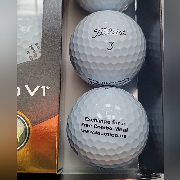Titleist Pro V1 Taco Tico Wichita Kansas Golf Balls 1 Dozen 12 Balls White NEW - Picture 6 of 8